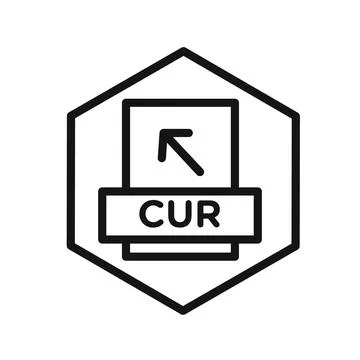 CUR File Document Icon black and white vector sign Stock Illustration