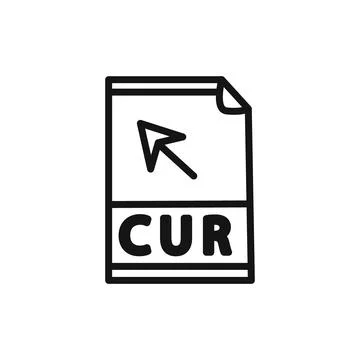 CUR File Document Icon linear vector graphics sign Stock Illustration