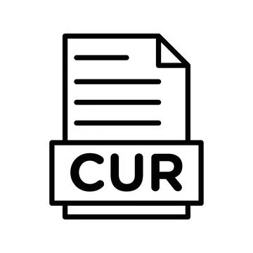CUR File Document linear logo mark in black and white Stock Illustration