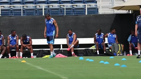 Curaçao finalizes details for their group stage match against Ecuador at the Wor Video stock 337614045