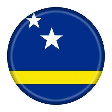 Curacao flag button 3d illustration with clipping path Stock Illustration