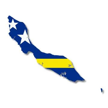 Curacao flag map on white background 3d illustration with clipping path Stock Illustration