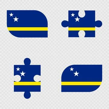 Curacao Flag Rounded Shapes and Puzzle Set. Stockillustratie