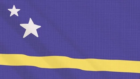 Curacao flag waving in the wind. Background with rough textile texture Stock Footage 83853937