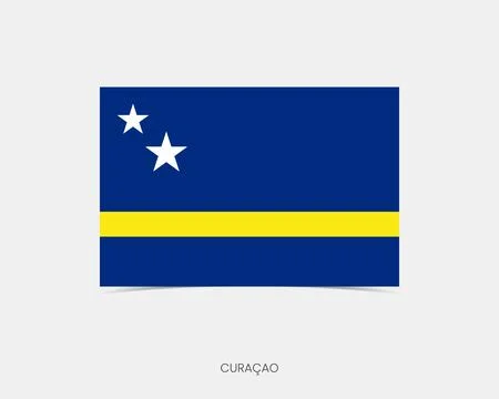 Curacao Rectangle flag icon with shadow. Stock Illustration