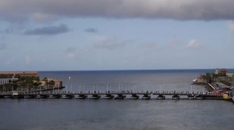 Curacao tilt shift floating bridge Stock Footage 32154422