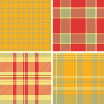 Curated plaid pattern collection inspired by classic textiles. The set works  Stock Illustration