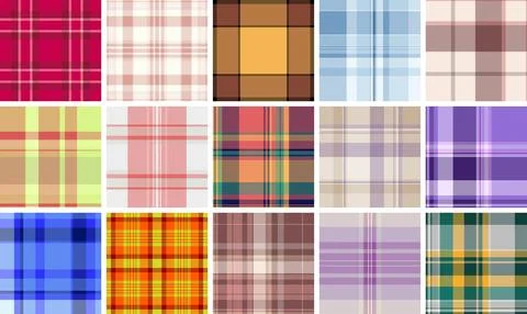Curated plaid pattern set designed for textile production. This pack works ac Illustrazione stock