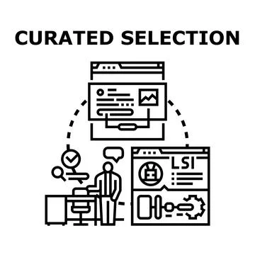 Curating content for selection and optimization process Stockillustratie