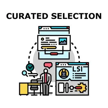 Curating content for selection and optimization process Stock Illustration