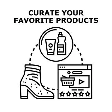 Curating favorite products for online e commerce website Stock Illustration