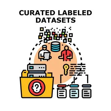 Curating labeled datasets for artificial intelligence learning 스톡 일러스트