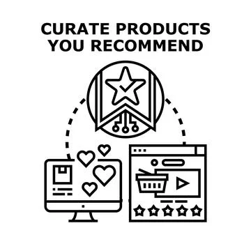 Curating products for online store creating recommendations Stock Illustration