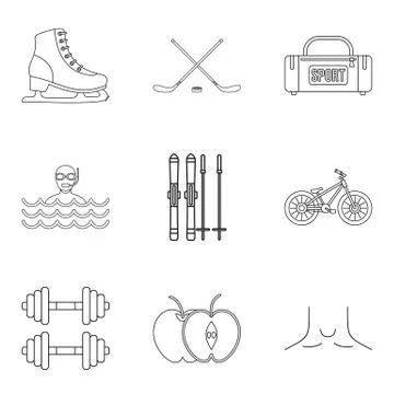 Curative source icons set, outline style Stock Illustration