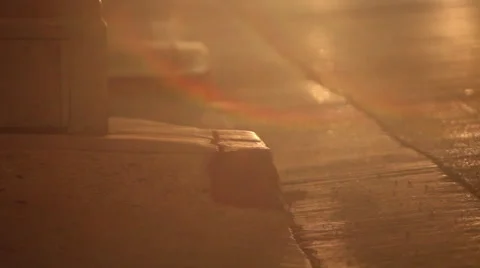 Curb at night Stock Footage 46805738