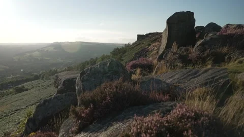Curbar Edge, Baslow, Peak District National Park, Derbyshire, England Stock Footage 285413007