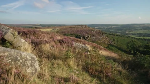 Curbar Edge, Baslow, Peak District National Park, Derbyshire, England Stock Footage 285413032