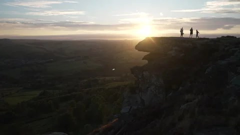 Curbar Edge, Baslow, Peak District National Park, Derbyshire, England Stock Footage 285414283