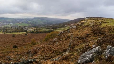 Curbar Gap panorama Stock Photos