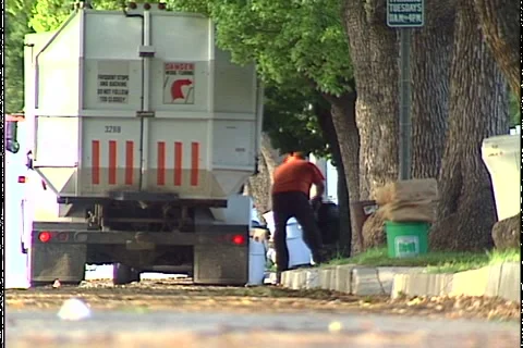 CURBSIDE GARBAGE COLLECTION 2 Stock Footage 1052737