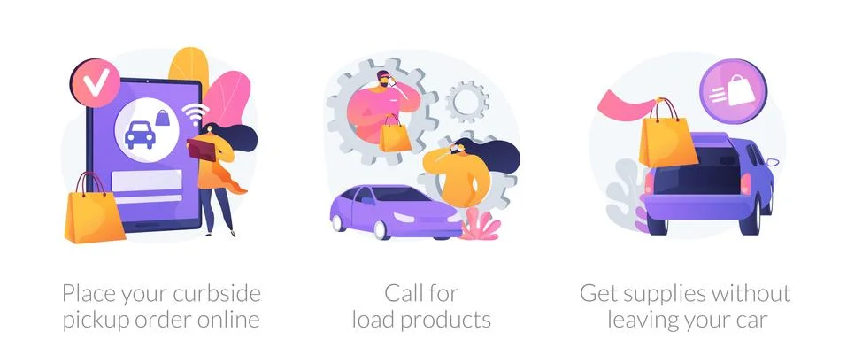 Curbside pickup abstract concept vector illustrations. Stock Illustration
