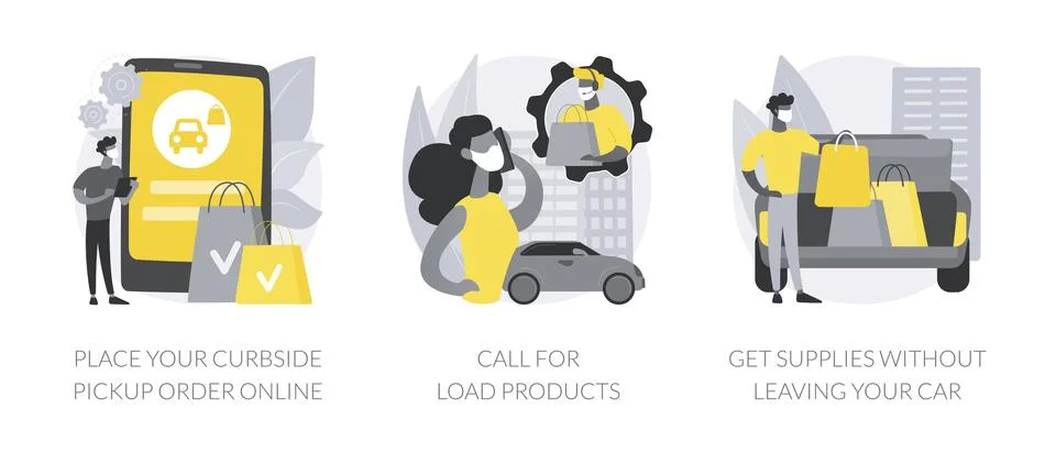Curbside pickup abstract concept vector illustrations. Stock Illustration