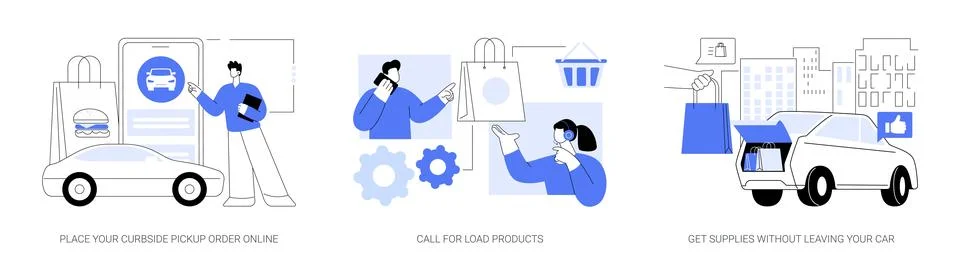 Curbside pickup abstract concept vector illustrations. Stock Illustration
