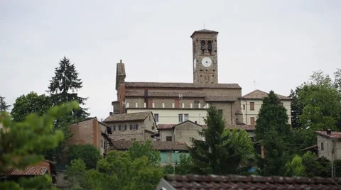 Curch with clock on the hill Stock Footage 59913689