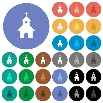 Curch round flat multi colored icons Ilustración de archivo