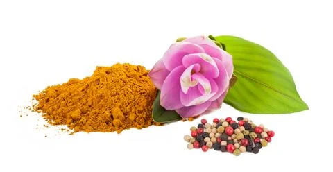 Curcuma with pepper Stock Photos