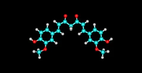 Curcumin molecular structure on black background Stock Illustration