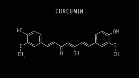 Curcumin Molecular Structure Symbol Sketch or Drawing Animation Video stock 153791206
