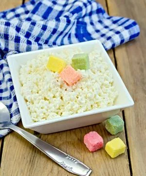 Curd with colored sugar Stock Photos
