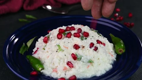 Curd rice served in a plate 動画素材 308316111