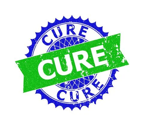 CURE Bicolor Rosette Scratched Stamp Seal Stock Illustration