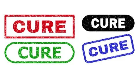 CURE Rectangle Stamps with Rubber Texture Stock Illustration