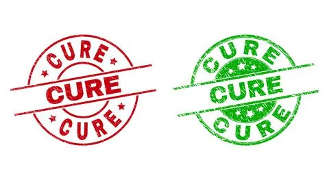 CURE Round Stamps Using Distress Texture Stock Illustration
