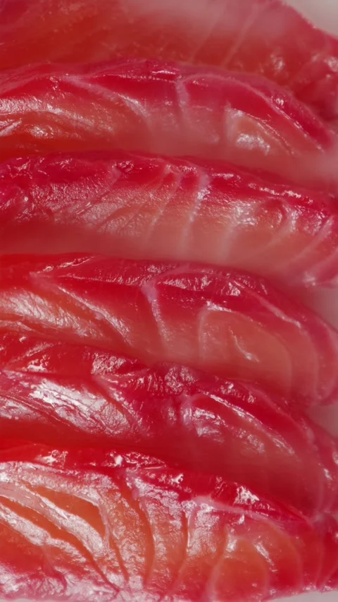 Cured gravlax salmon slices surrounded by cold heavy smoke Stock Footage 337119149