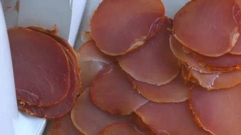 Cured Loin Meat Sliced for Consumption Stock Footage 101099702