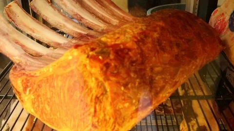 Cured Meat in Warming Tray Stock-Footage 125648088