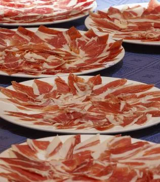 Cured mountain ham. Jamon serrano. Spain. Foto stock
