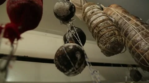 Cured sausage with mold Stock Footage 146650154