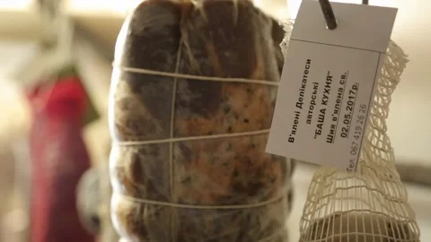 Cured sausage with mold Stock Footage 146650206