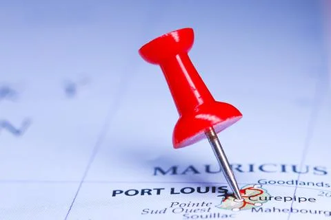 Curepipe, Mauricius pin on map Stock Photos