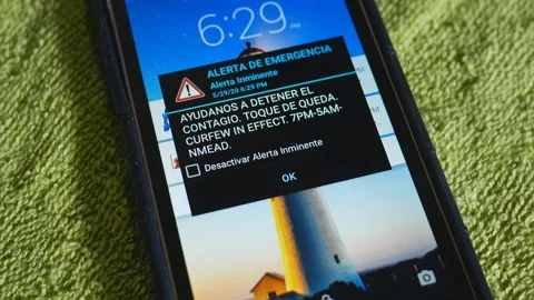 Curfew cellular alert Stock Footage 131496154