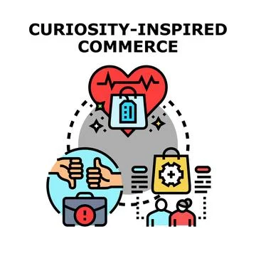 Curiosity inspiring commerce and consumer purchasing decisions Stock Illustration