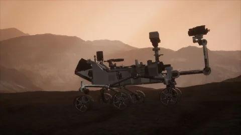 Curiosity Mars Rover exploring the surface of red planet Vídeos de archivo 116529808