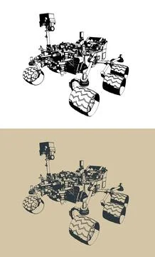Curiosity Mars rover space explorer Stock Illustration