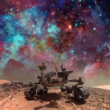 Curiosity rover exploring the surface of Mars. Foto stock