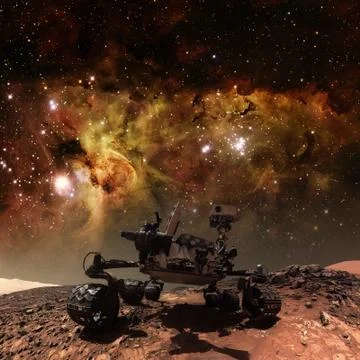 Curiosity rover exploring the surface of Mars. Foto stock